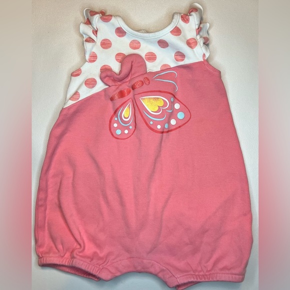 Kids Headquarters Girls Butterfly Romper - Size 12 Month - Pink - Picture 1 of 5